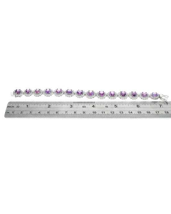 Purple Sapphire Diamond Halo Bracelet